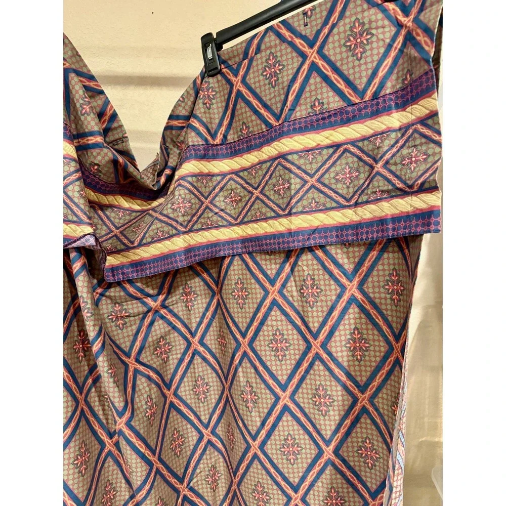 VTG Laura Ashley Revman Diamond Trellis Fleur De Lis Curtain Panel Valance‎